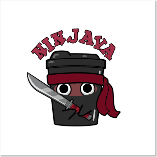 Ninjava Cute Ninja Java Coffee Pun Posters and Art